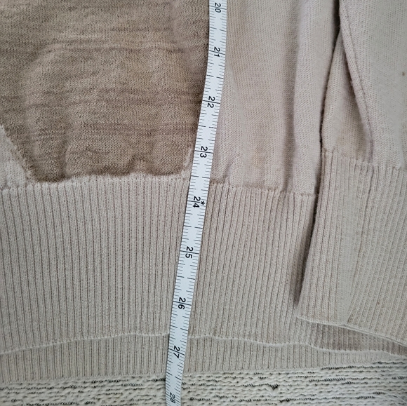 Cortigiani Mens Tan Grandpa sweater size Large Wool Italy mohair 1/4 zip Flaw - Picture 14 of 15